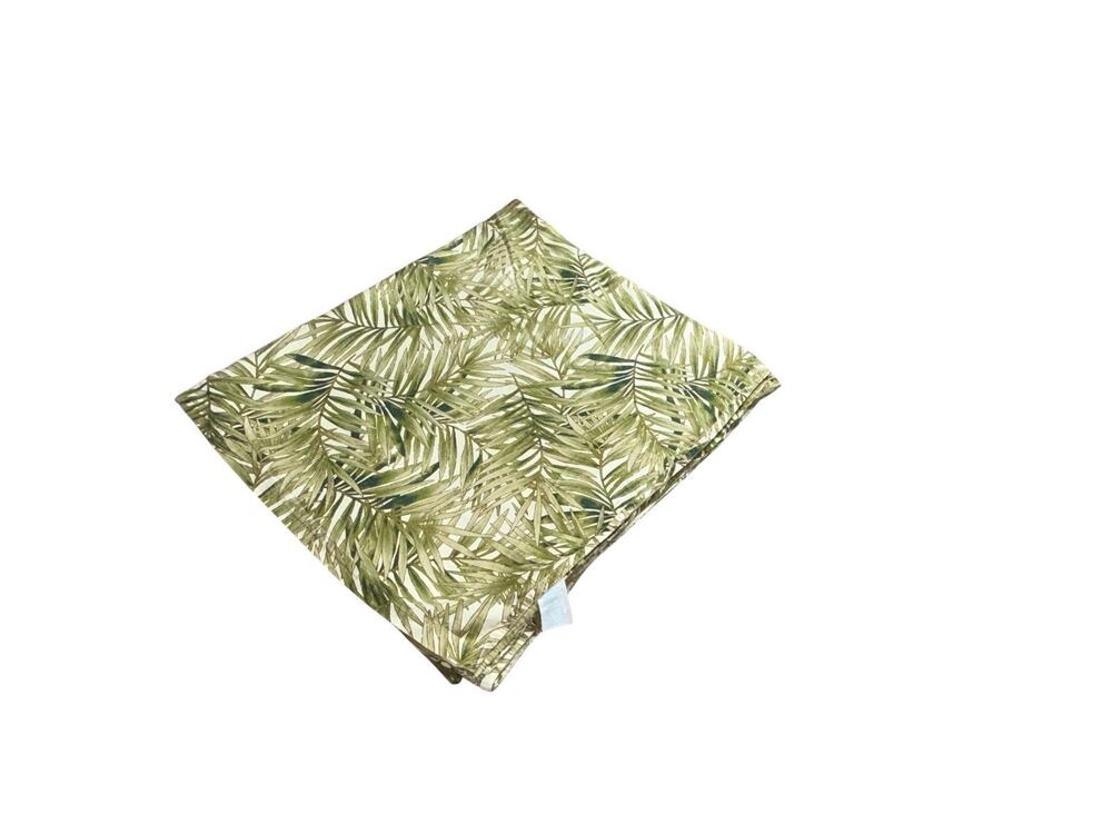 Vintage Royale Palm Print Flat Sheet 100% Cotton Green Beige Queen Size Bedding